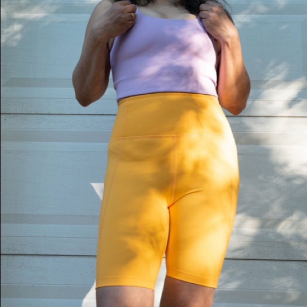 NWT High Rise Bike Short in Marigold—rare